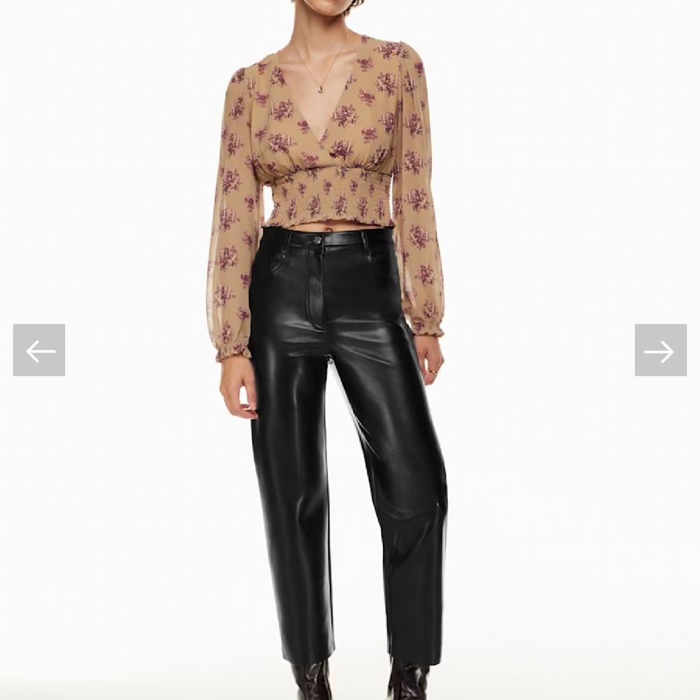 Aritzia Black Leather Straight Leg Pants